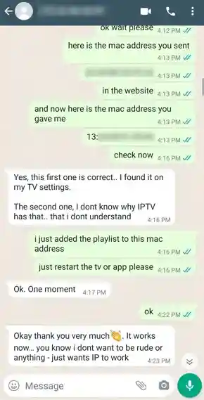 testimonials whatsapp screenshot